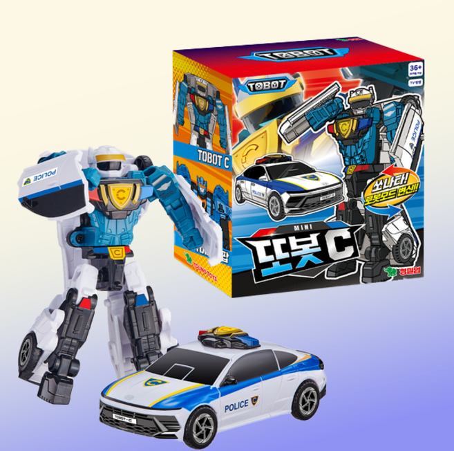 NEW 뉴 미니 또봇 C 쏘나타 경찰 로봇 변신 자동차 장난감 또봇, 1개