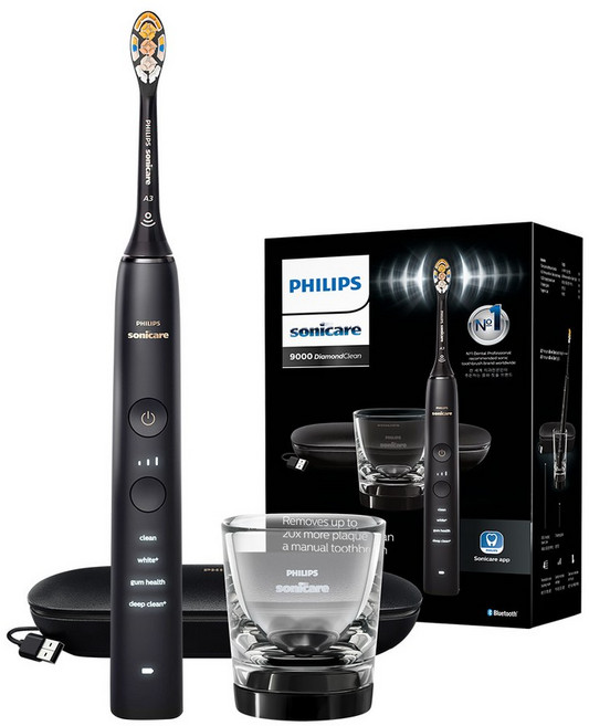 필립스 다이아몬드클린 9000 전동칫솔, HX9914/필립스다이아, 프레쉬블랙, 1세트