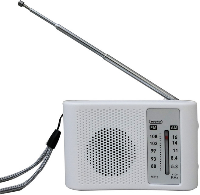 便攜式FM/AM雙頻收音機 伸縮天線 清晰接收 操作簡單 經典造型, 白色, SY-T5201B