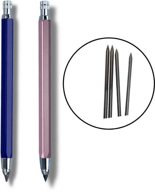 클린제이 깎지 않는 친환경 무한연필 탄소연필+탄소펜심, 1개, 다크블루