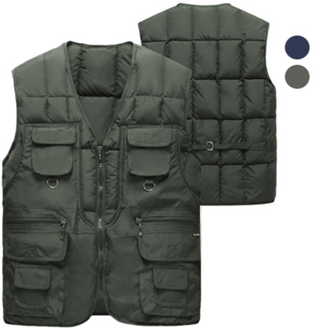 GSTUFF 겨울 패딩 작업조끼 낚시 주머니 베스트, 그린
