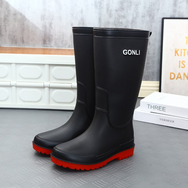 TIMEPURE 패션 남성용 높은 통 장화 외출용 비옷 낚시 고무 신발 긴 장화 작업용 방수 미끄럼방지 기능 물 신발