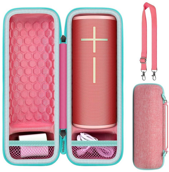 스피커 케이스 하드 가방 커버 얼티밋 이어스 붐 4 휴대용 방수 블루투스 UE 3 4용 여행용 보관 홀더 USB 케이블 및 어댑터박스 전용와 호환되는 -블랙, red