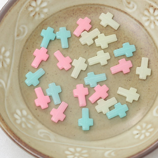 [펠트친구] 야광십자가구슬(20개), 연노랑(소), 1개