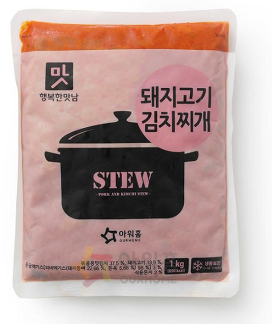 아워홈 돼지고기김치찌개 1kg, 아워홈 돼지고기 김치찌개 행복한맛남 1kg, 1개