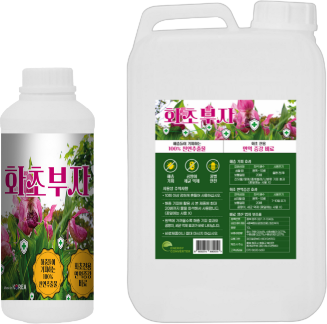 화초부자 1L 친환경 살충 응애 진딧물 나방류 깍지 총채 벌레 기피 제거 퇴치 예방 약, 1개