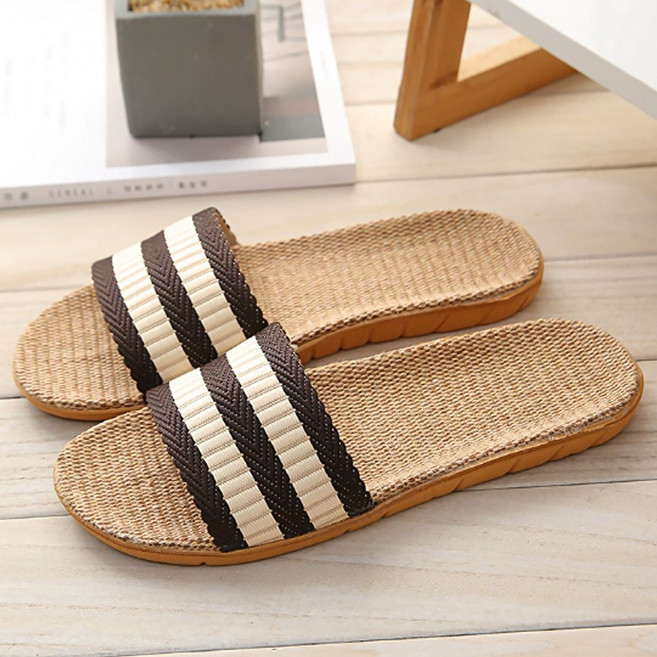 라탄 거실실내화 층간소음없는 발편한 골지세줄 왕골슬리퍼 남성 여성 JUN팩토리, 블랙, 1개