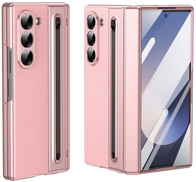 YINUO 갤럭시 Z 폴드3 4 5 6 7 힌지보호 가죽케이스+with S펜