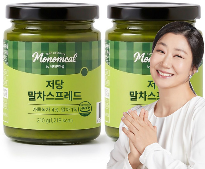 비타민마을 모노밀 저당 말차 스프레드, 2개, 210g