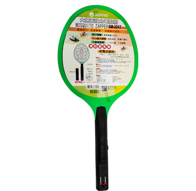 KINYO 大網面強力電蚊拍 CM-2217 充電式設計, 綠色