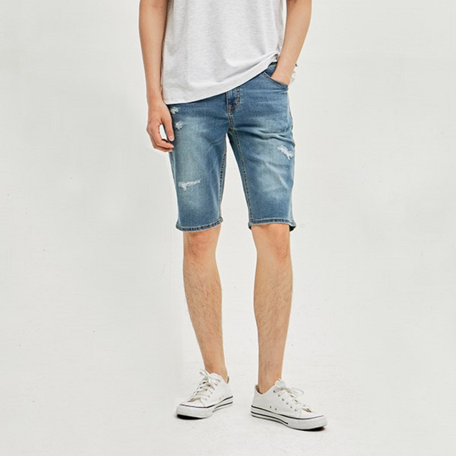 [잠뱅이] 남성 워싱5부 데님 팬츠 미디엄블루