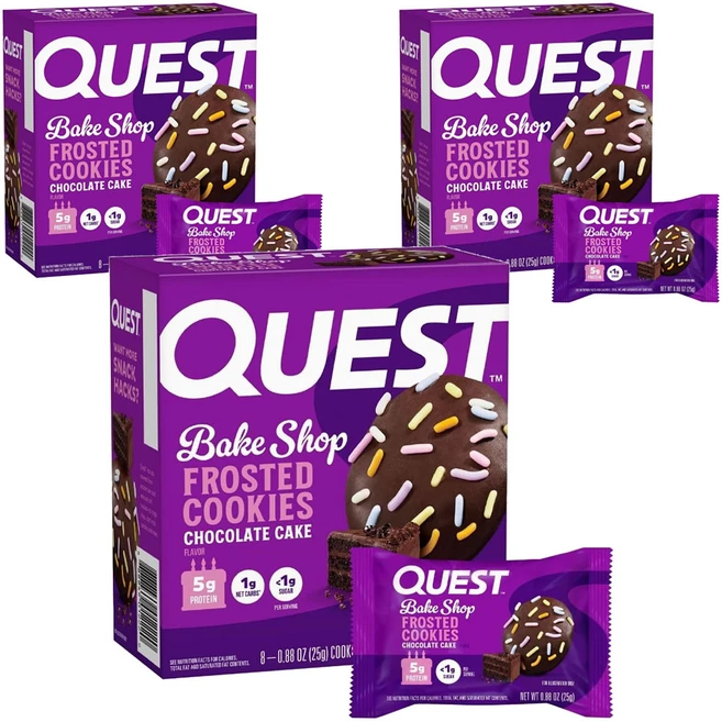 퀘스트뉴트리션 프로스트 쿠키 초콜릿 케이크 8개입, 200g, 3개 - 쿠팡