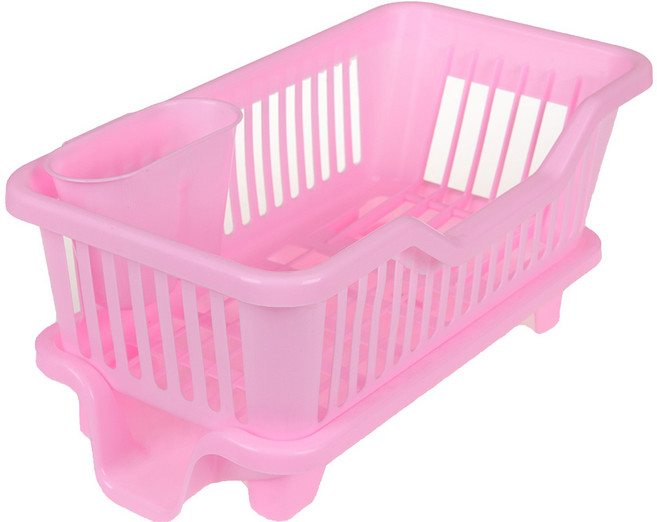 슬림 식기건조대 주방선반 식기보관함 자취생필수품, 세로형_핑크