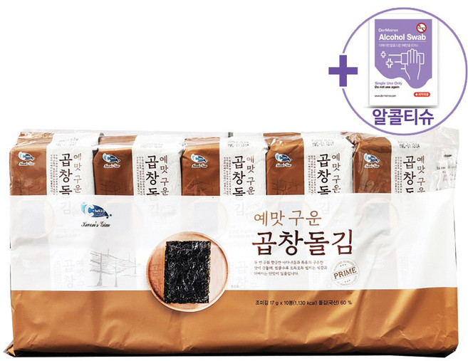 코스트코 씨위드 곱창돌김 17G X 10 + 더메이런손알콜티슈, 1개
