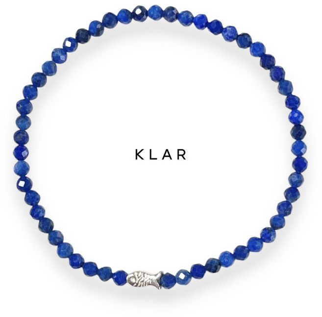 클라(KLAR) 천연 라피스라줄리(Lapis Lazuli) 실버(92.5) 물고기 팔찌 (3미리 컷팅)