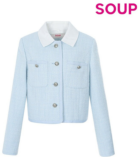 숲 칼라 탈부착 콤비 배색 트위드 자켓 재킷 SA3JKM1 438654