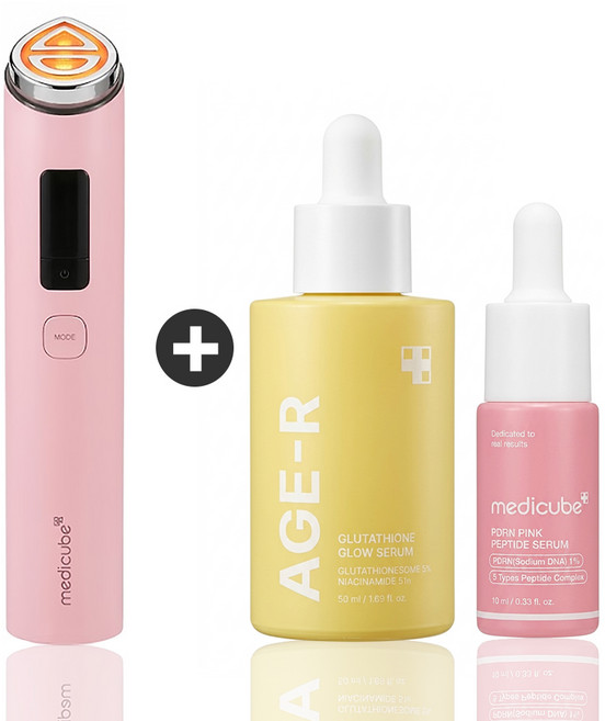[국내정품/AS가능] 메디큐브 에이지알 부스터프로 X2 핑크+글루타치온앰플+PDRN세럼10ml 풀구성, 핑크
