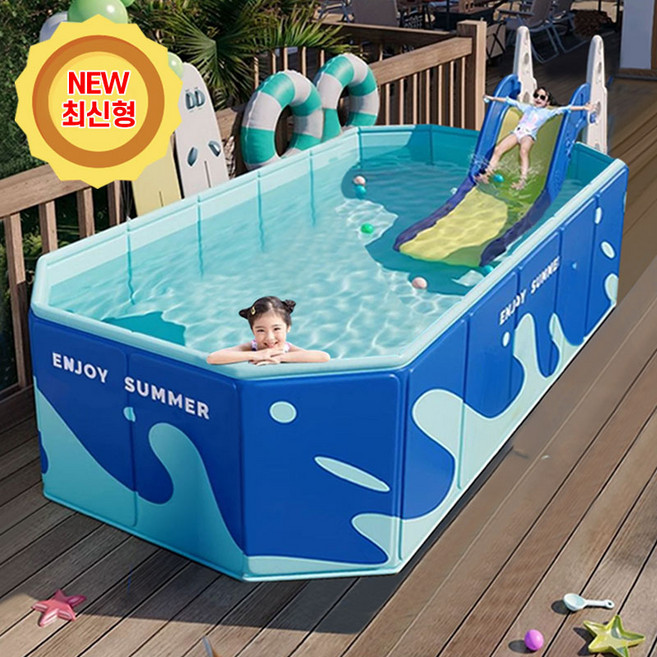 써니워터 원터치 접이식 풀장(M-220) 블루 수영장 접이식수영장 접는풀장 유아풀장 어린이풀장 물놀이 강아지수영장 볼풀장 대형수영장 욕조 베란다 실내풀장, 1개
