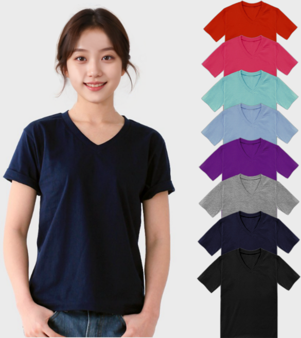 반팔 DM 브이넥 티셔츠 무지 기본 V넥 남여공용 S-3XL 빅사이즈