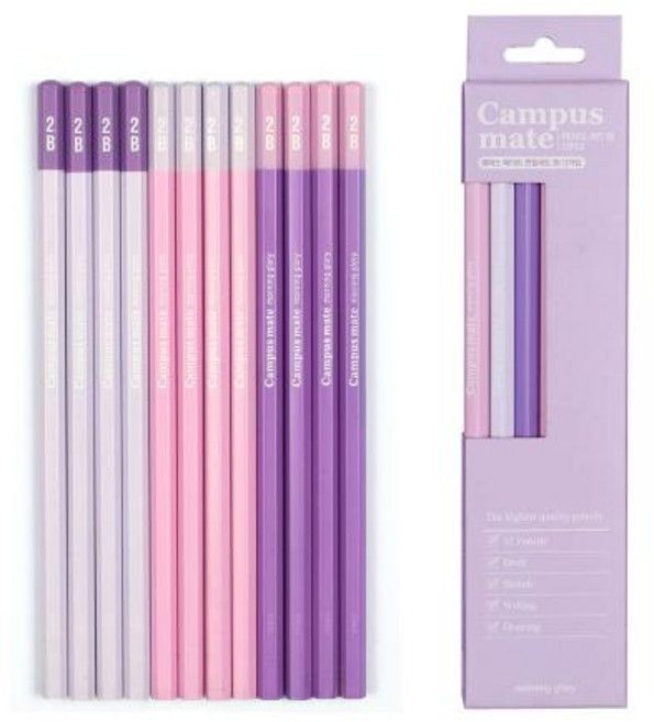 꼬맹이샵 모닝글로리 동아 아이비스 학생용 연필 B HB 2B - 2개입(1세트), 캠퍼스2B 연필