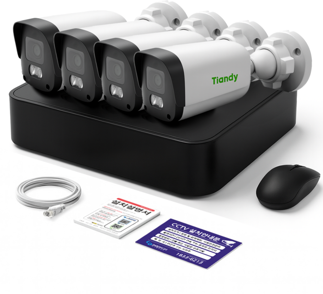 티앤디 AK 200만화소 IP CCTV 녹화기 세트 자가설치 방범용 실외용 실내용, 실외 카메라 4대세트, HDD X, 1개