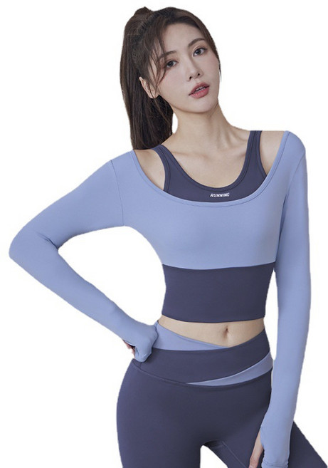 긴팔 캡내장 크롭탑 필라테스복 요가복 상하의 세트 양말증정