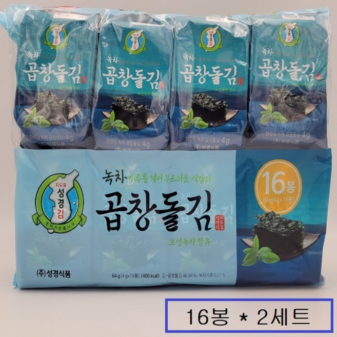 지도표성경 녹차 곱창돌김, 32개, 4g