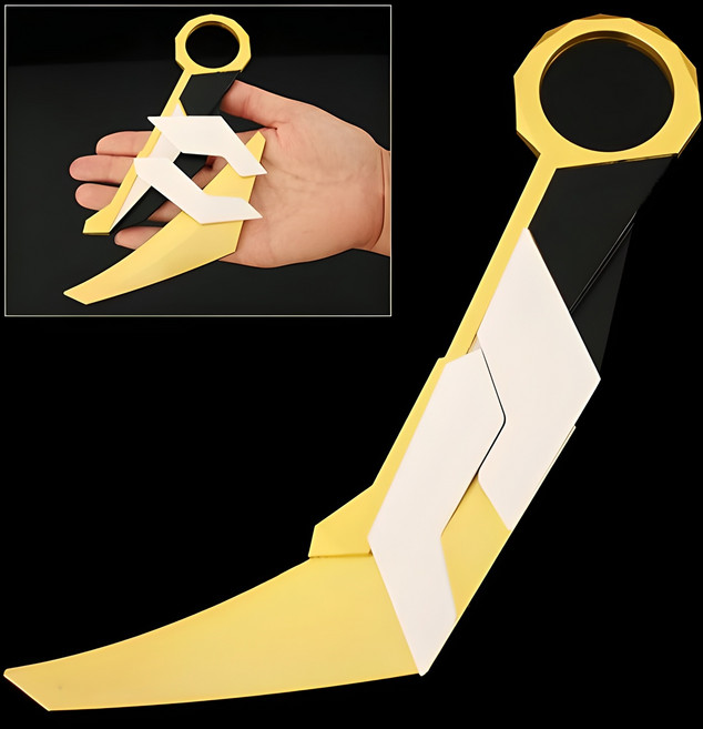 발로란트 챔피언스 칼 나이프 키체인 호신용 칼 택티컬 스로잉 연습용 나비칼 근접 프라임 굿즈 접이식 프라임 전술 스킨 무기, 1개, 카람빗 접이식