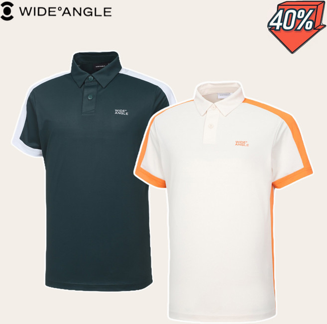 와이드앵글 남성 골프웨어 여름 반팔 캐주얼 카라넥 폴로 골프 티셔츠 WMM24273
