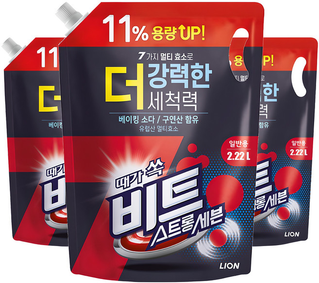 비트 스트롱 세븐 일반용 액상세제 리필, 2.22L, 3개