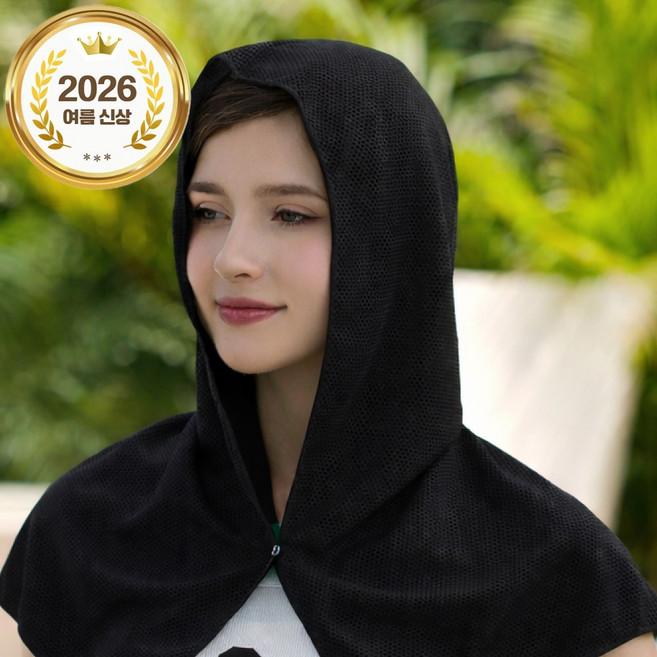 레디박스 냉감 자외선차단 후드 넥커버 쿨링 햇빛가리개, 1개, 블랙