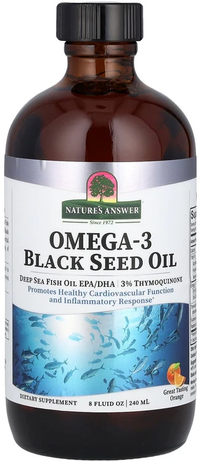 네이쳐스엔서 오메가3 블랙씨드 오일 함유 오렌지 맛 240ml(8fl oz), 1개 - 쿠팡
