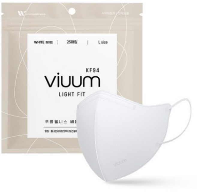 viuum 푸름웰니스 라이트핏 새부리형 마스크 대형 KF94, 25개입, 2개, ALL WHITE
