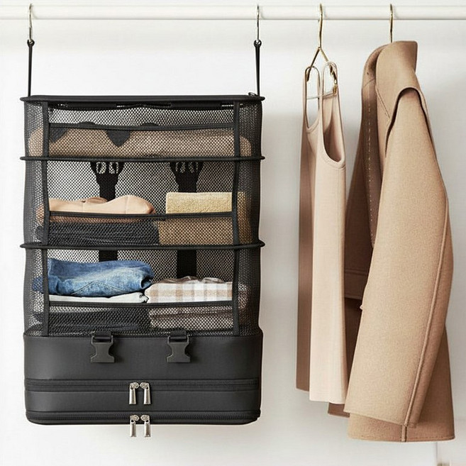 메종드리빙 [프리미엄] 옥스포드 구김방지 걸이형 캐리어 압축 정리 수납 다용도 4단 여행용 파우치