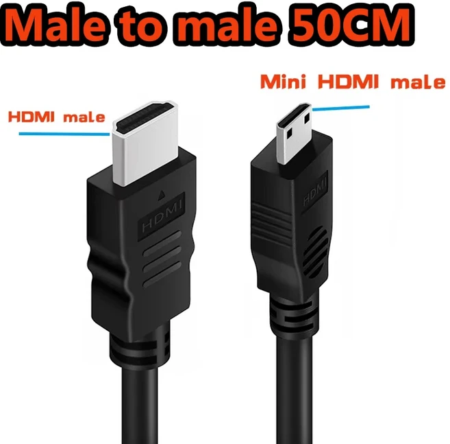 케이블 미니 HDMI to 타입 C 초단축 디지털 카메라 태블릿 노트북 4K 60Hz 2.0, 03 50CM male to male, 01 check remaks