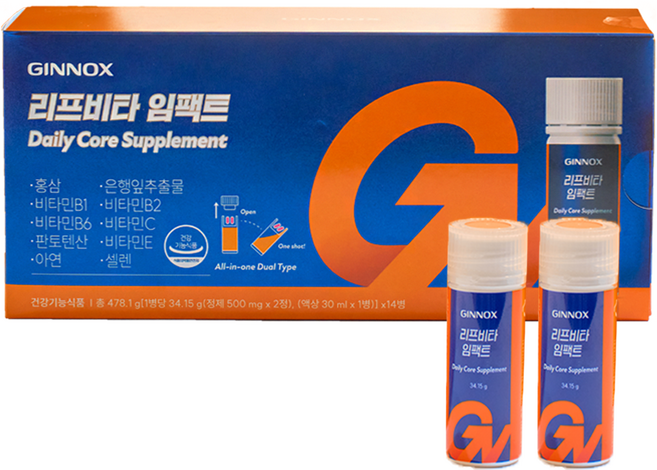 [충북인삼농협 진녹스] 리프비타 임팩트 헬스 멀티비타민 아르기닌 홍삼 셀렌 피로회복 영양제 14개입