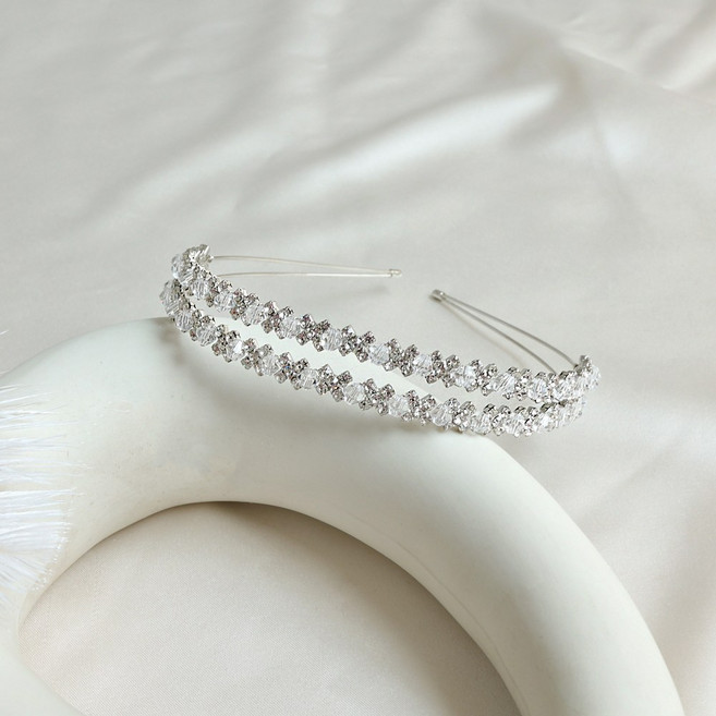 엘블랑꼬 다이엘 헤어밴드 웨딩 큐빅 머리띠 악세서리