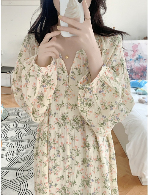 아틀란티스 빅사이즈 원피스잠옷 여성 임부복 수유 긴팔 겨울 수면 임산부 잠옷