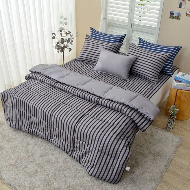 라라베딩 심플 호텔 스트라이프 베딩 사계절 차렵이불 이불 베개세트
