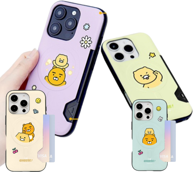 갤럭시S24(S921) 카카오 춘식이 동글이 라이언 맥세이프 카드2장 수납 범퍼 케이스