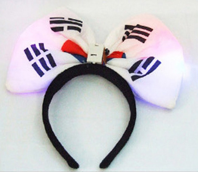 led 태극기머리띠 월드컵머리띠 거리응원 붉은악마 삼일절 응원도구 led머리띠 할로윈데이 코스프레 악마뿔 TRG7113-001, 1개, 단품