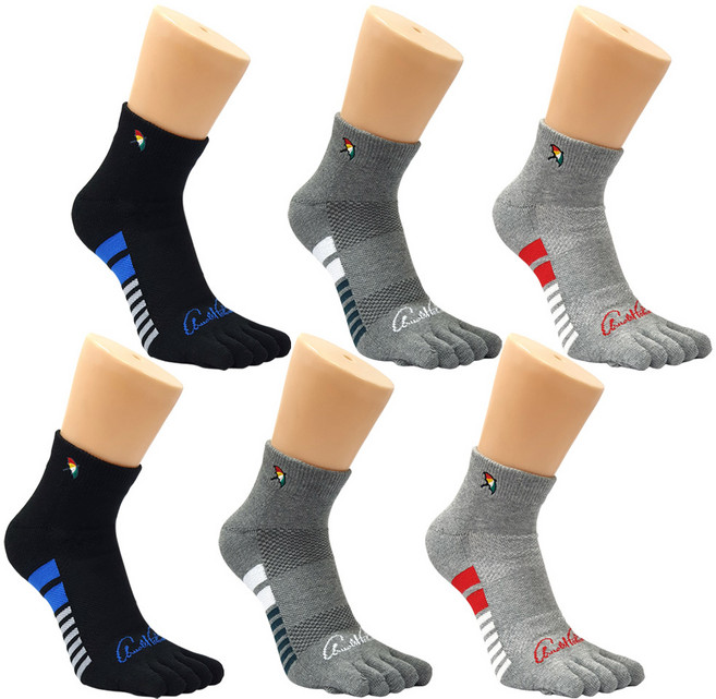 아놀드파마 이중쿠션 남자매쉬 스포츠발가락양말 단목 6켤레 AP5929