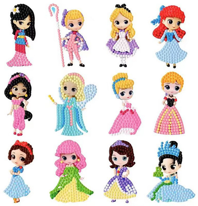 닉스토이 캐릭터 보석 십자수 스티커 만들기 DIY 세트, 디즈니 공주, 1세트