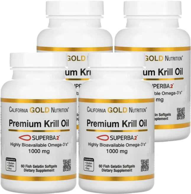 캘리포니아 골드 뉴트리션 CGN 프리미엄 크릴 오일 1000mg 60정 4통 - 쿠팡