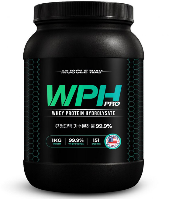 머슬웨이 WPH 99.9 가수분해유청단백질 프로틴 보충제, 1개, 1kg