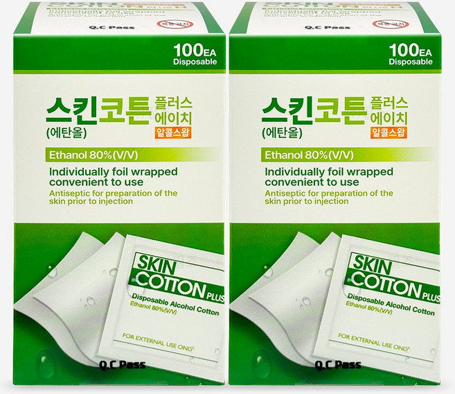 퍼슨 스킨코튼 플러스에스 에탄올, 100매, 2개