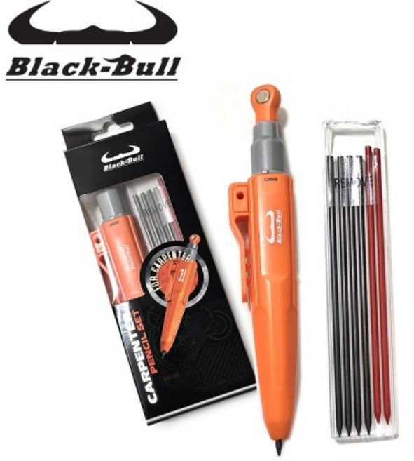 블랙불 자석 캡 목공 샤프 펜슬 세트 리필심 6개 포함 자석 내장 연필 마그네틱 펜