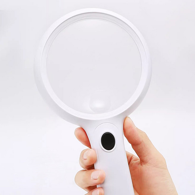 LED 대형 확대경 독서용 돋보기 독서 고배율 다초점 비구면 비변형 경량 조명 확대경, 1개