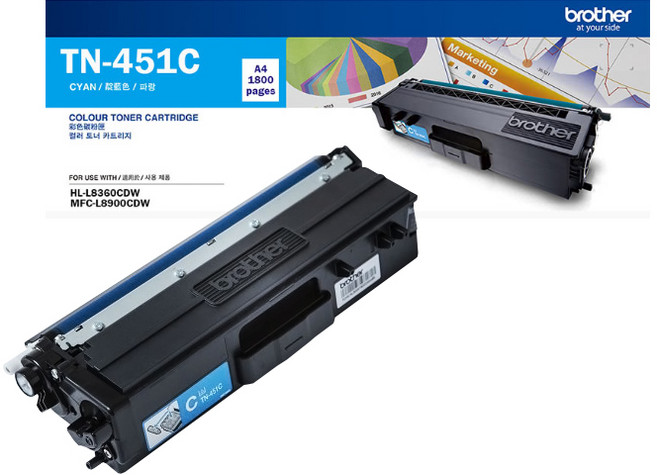 Brother TN-451BK 原廠標準容量黑色碳粉匣 適用 HL-L8360CDW / MFC-L8900CDW, TN-451 原廠標準容量碳粉匣-藍色, 1個