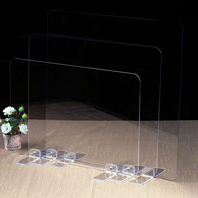 투명 아크릴 식당 학교 도서관 관공서 카페 가림막 칸막이, 단품, 2인용 소형(60x40cm)+바닥밀착형